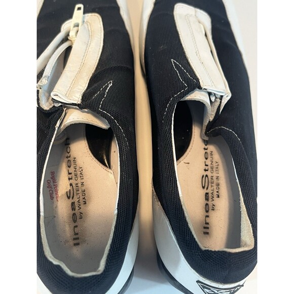 Walter Genuin Linea Stretch Golf Shoes Size 6 Black White  Zip Up Made In Italy - Picture 4 of 11